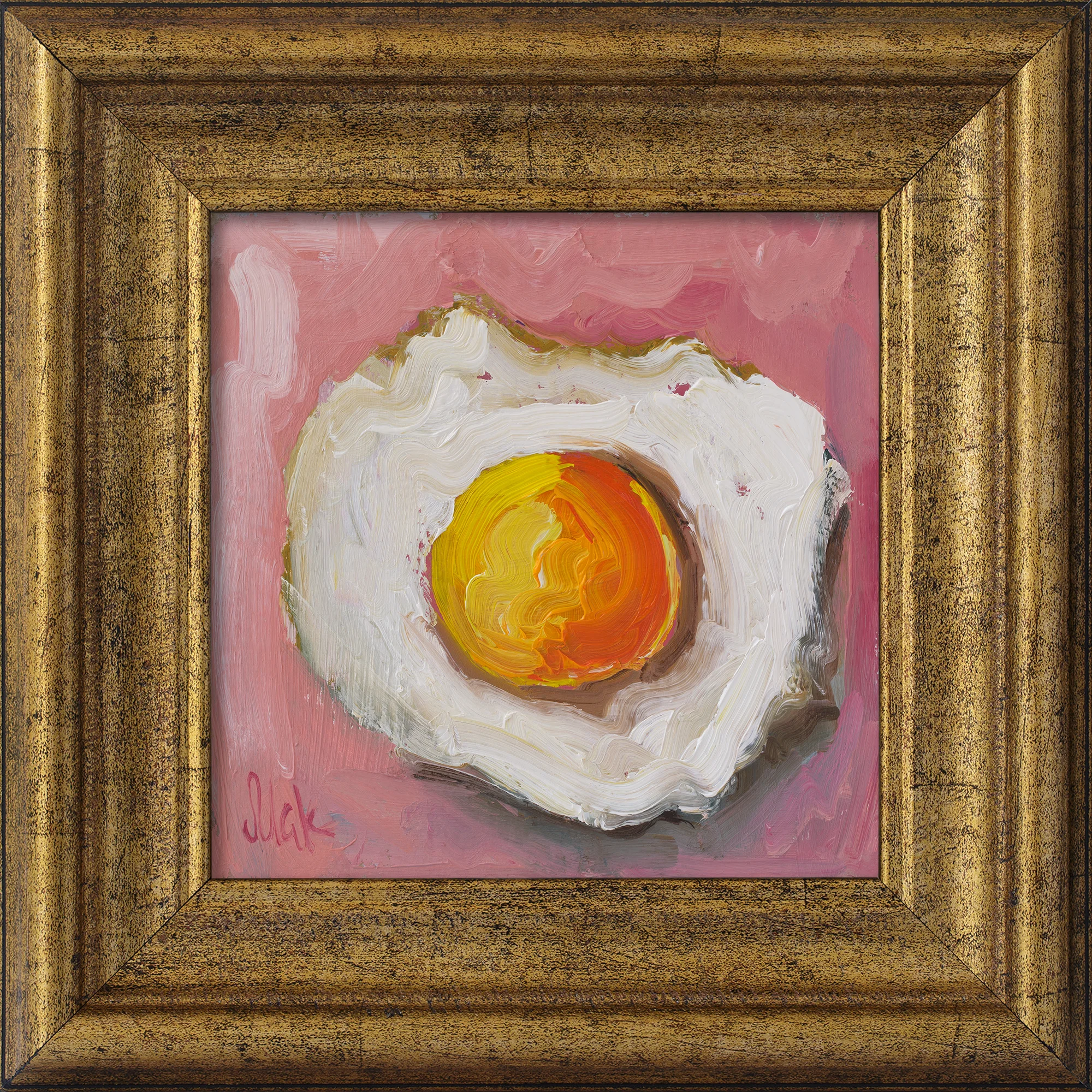 Fried Egg Oil Painting Framed