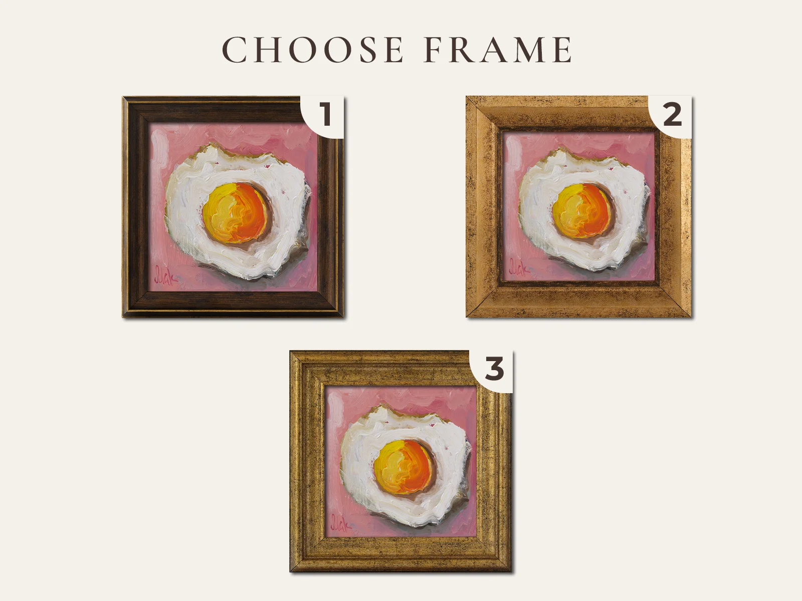 Fried Egg Oil Painting: Kitchen Still Life Food Art, 6x6'' - Image 2