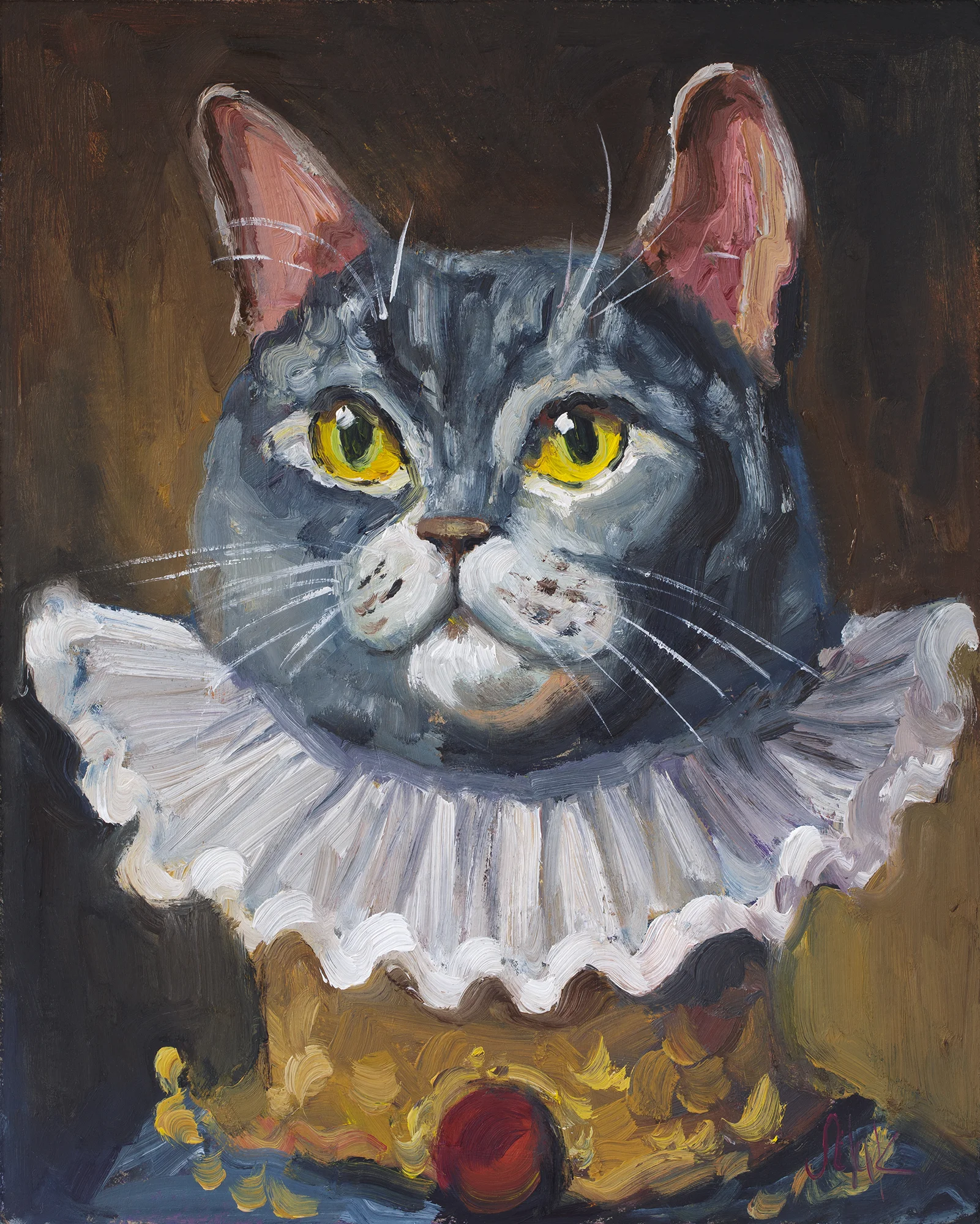 Royal Cat Oil Painting: Renaissance Animal Portrait
