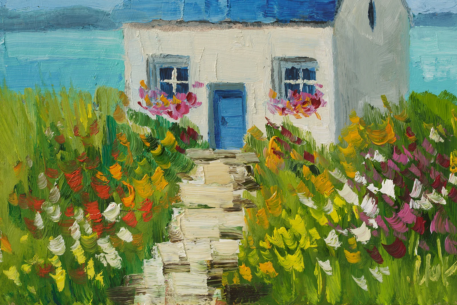 Ireland House Oil Painting Irish Cottage Original Wall Art Framed Landscape - Image 5