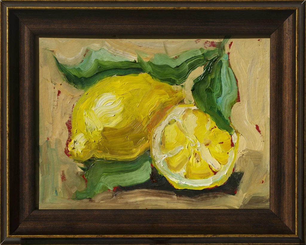 Lemons Oil Painting Framed in Sunny Day