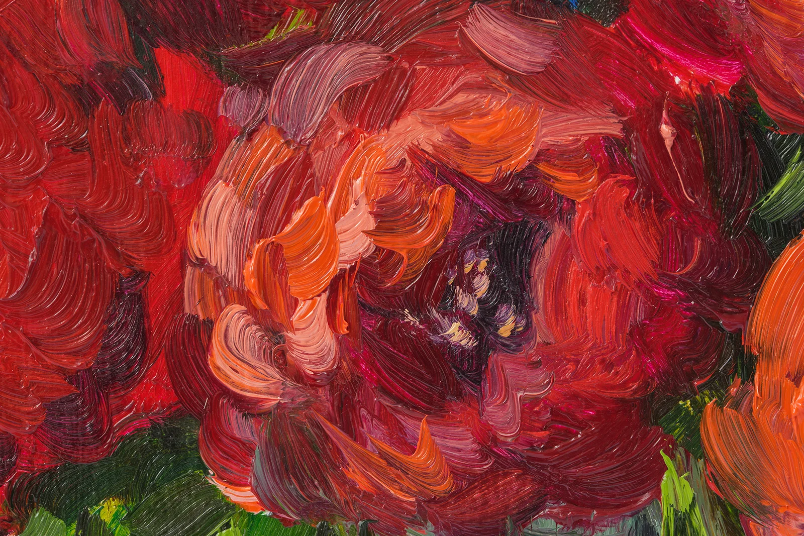 Peony Oil Painting Framed Abstract Flowers in Vase Original Wall Art House Decor - Image 5