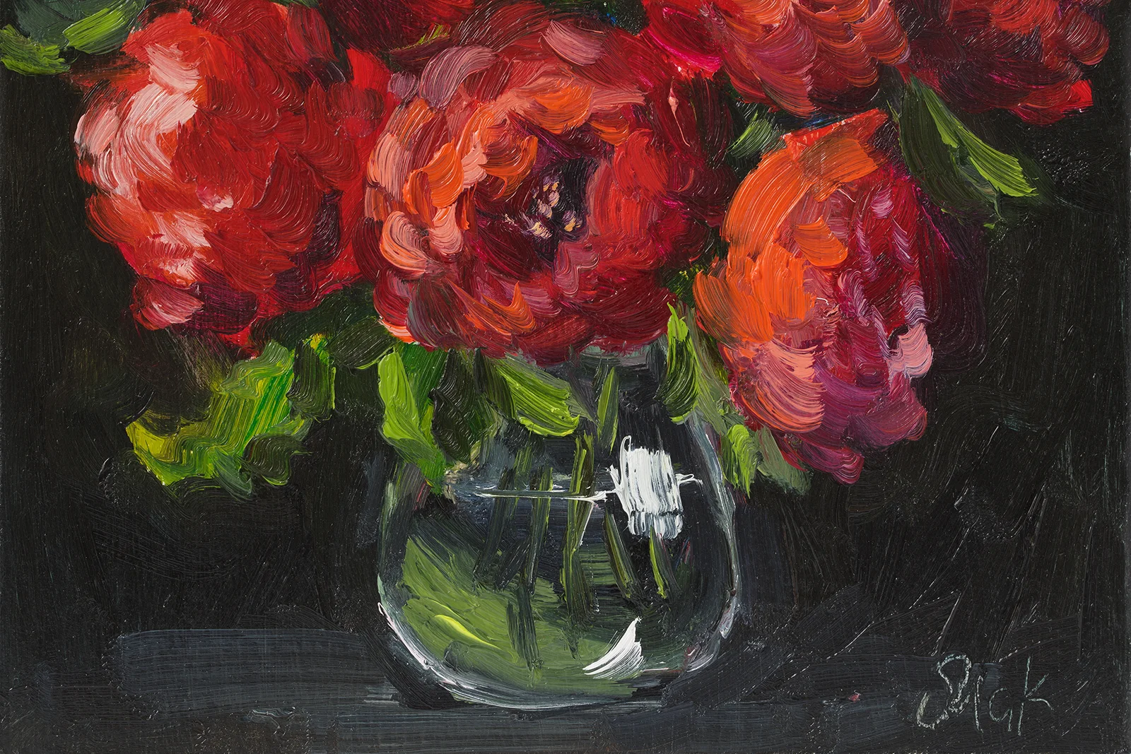 Peony Oil Painting Framed Abstract Flowers in Vase Original Wall Art House Decor - Image 9