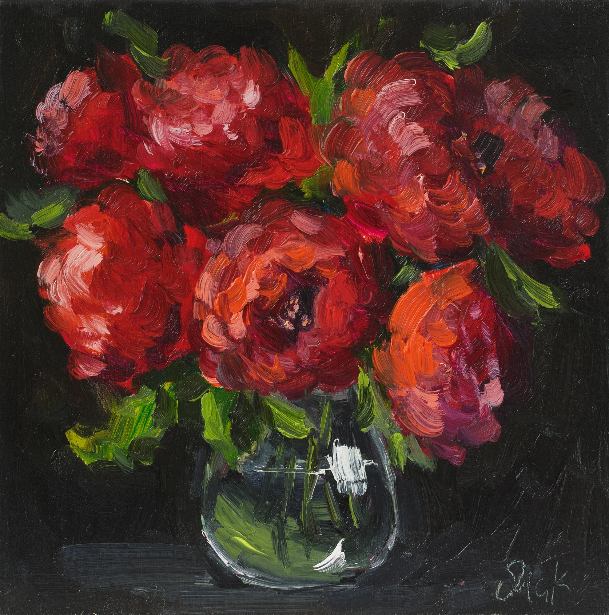 Peony Oil Painting Framed Abstract Flowers in Vase Original Wall Art House Decor - Image 7