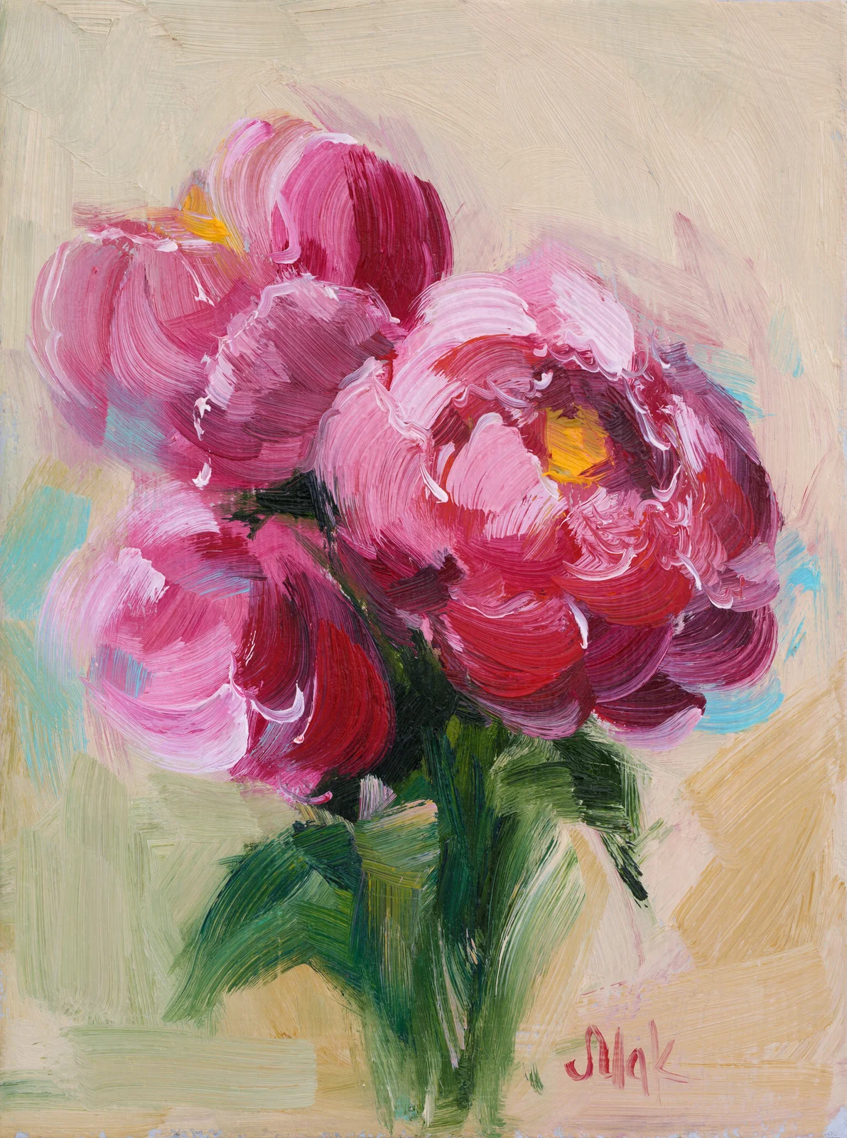 Pink Peony Oil Painting Framed Abstract Floral Still Life, Original Wall Art - Image 6