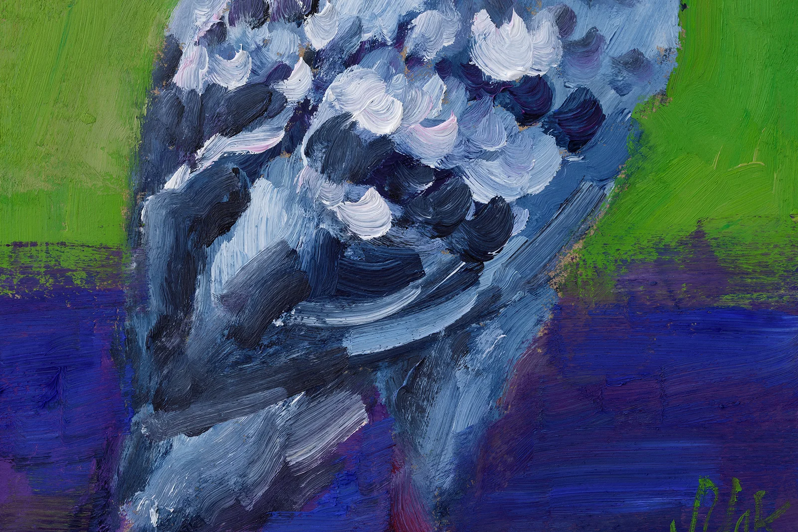 Pigeon Oil Painting in Frame Bird Original Wall Art Dove Artwork 8x6'' - Image 11