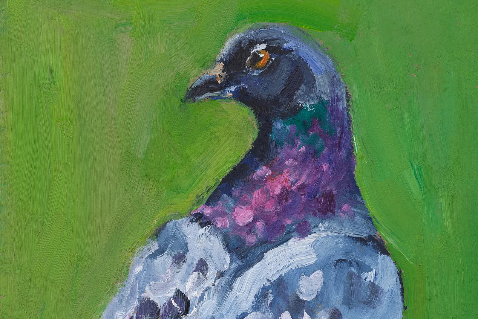 Pigeon Oil Painting in Frame Bird Original Wall Art Dove Artwork 8x6'' - Image 9