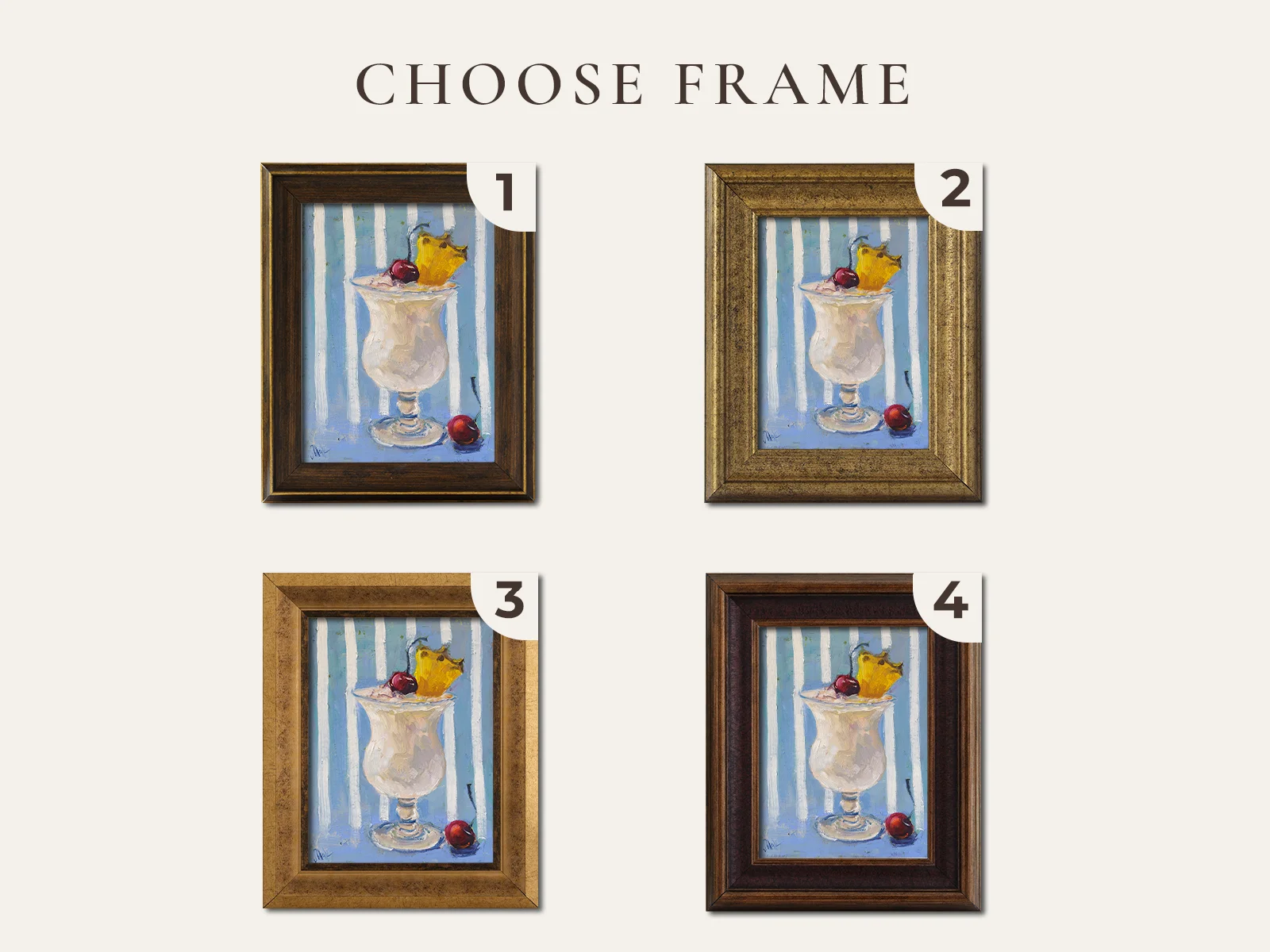 Pina Colada Oil Painting Framed Pineapple Cocktail Original Wall Art Still Life Painting - Image 3