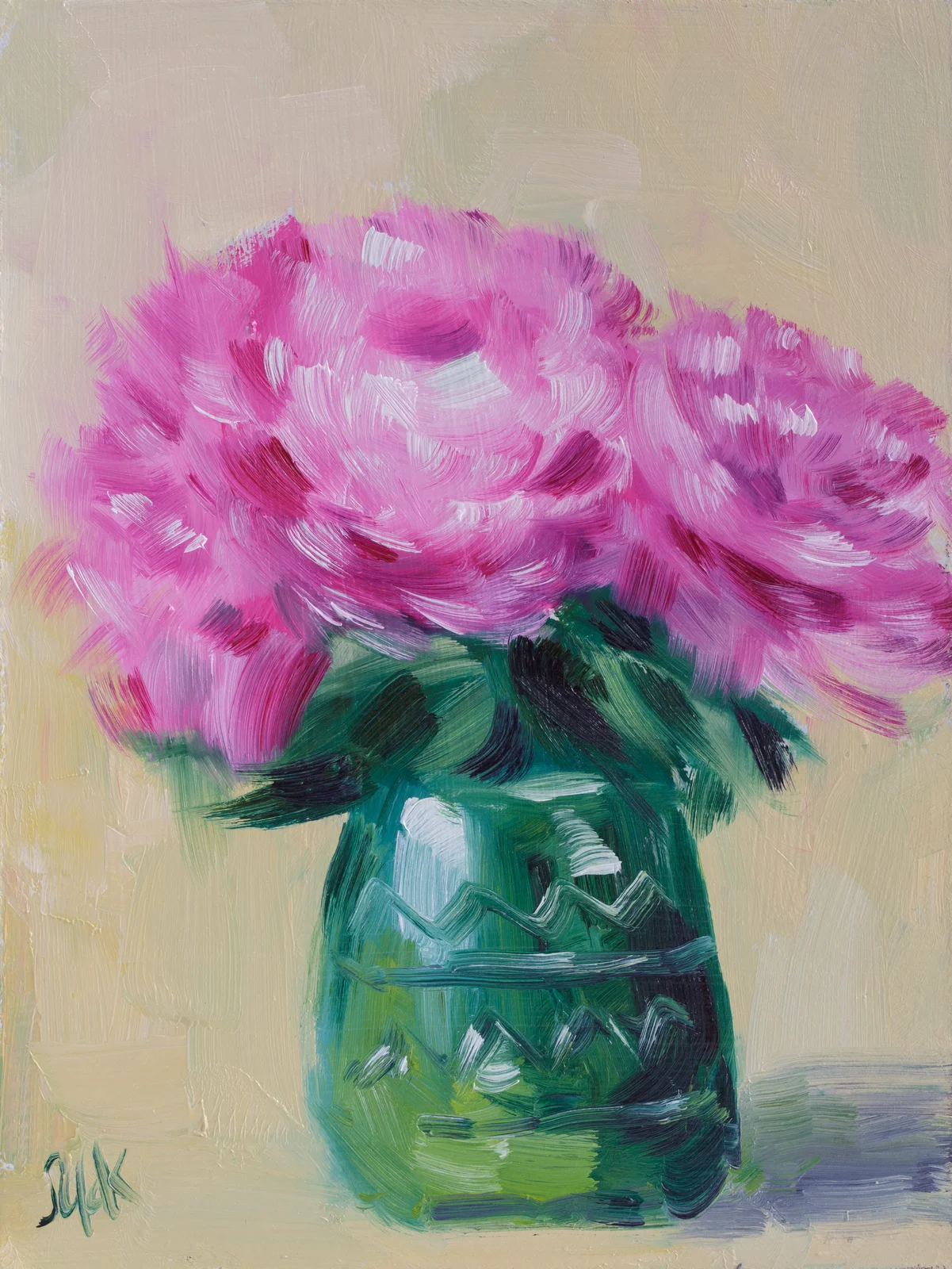 Pink Peony Oil Painting Framed Abstract Floral Still Life, Original Wall Art - Image 10