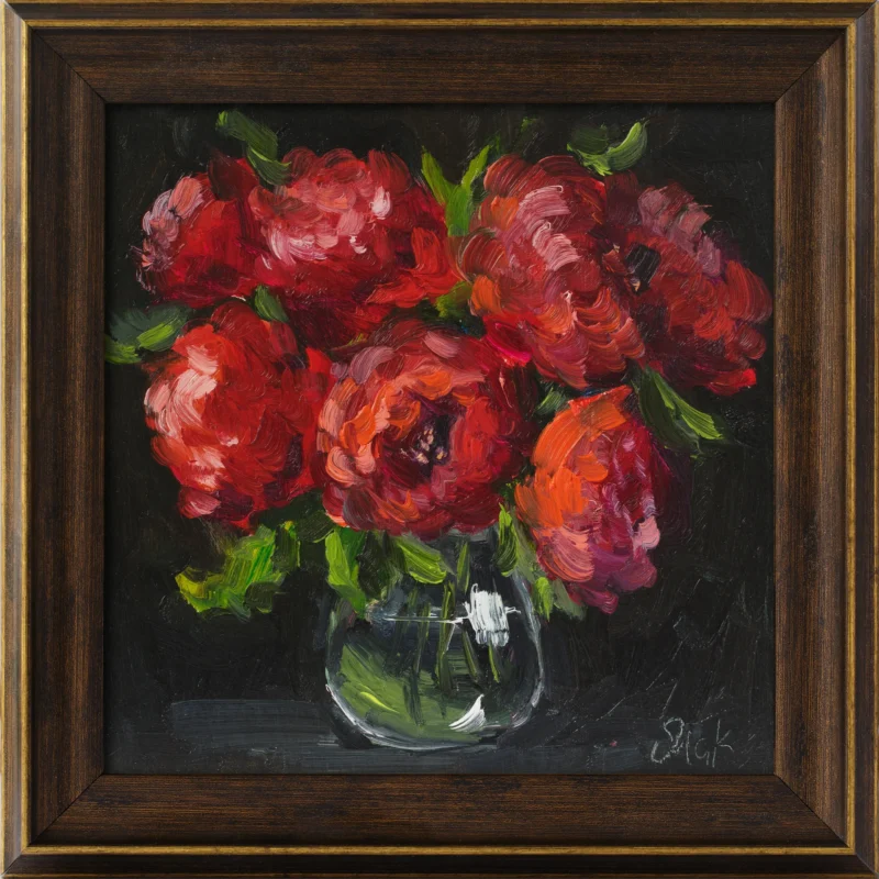 Peony Oil Painting Framed