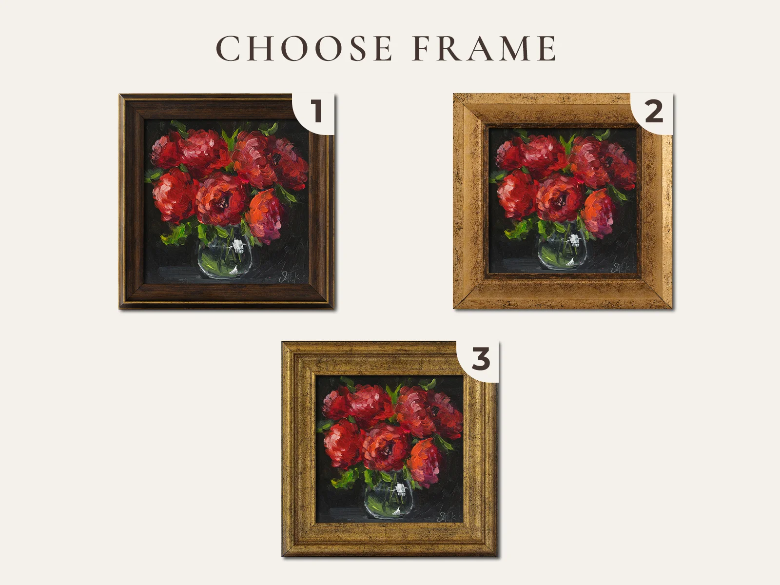 Peony Oil Painting Framed Abstract Flowers in Vase Original Wall Art House Decor - Image 3