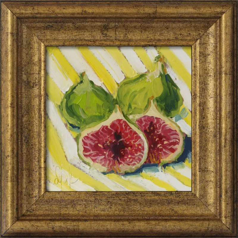 Fig Framed Oil Painting Fruit Still Life Original Wall Art Kitchen Food Wall Decor