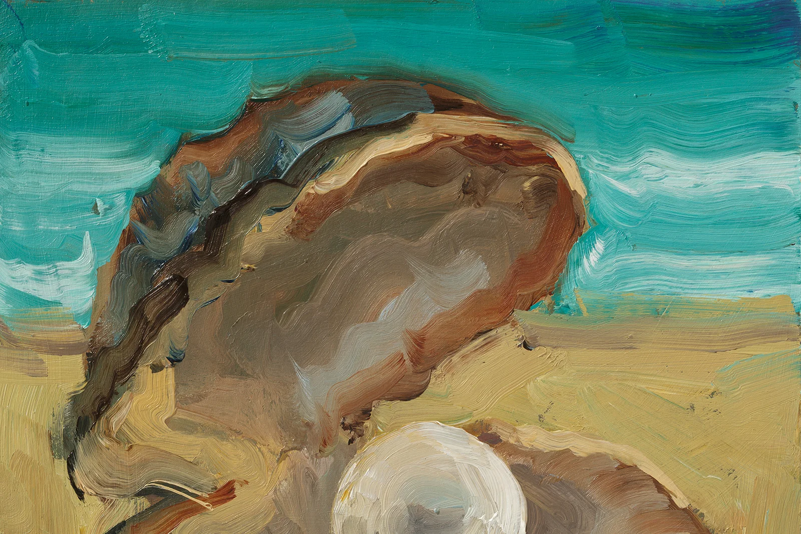 Seashell Pearl Oil Painting Framed Oyster Original Wall Art Beach House Wall Decor - Image 9