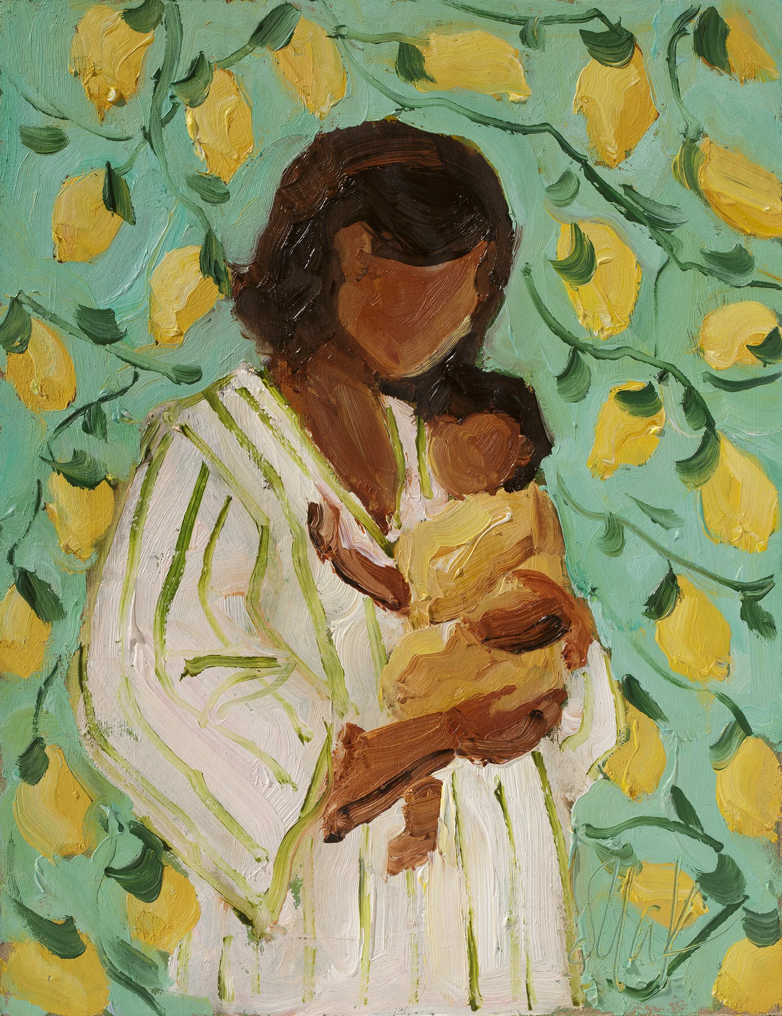 Mother and Baby Oil Painting Framed Boho Motherhood Faceless Portrait Wall Art - Image 8