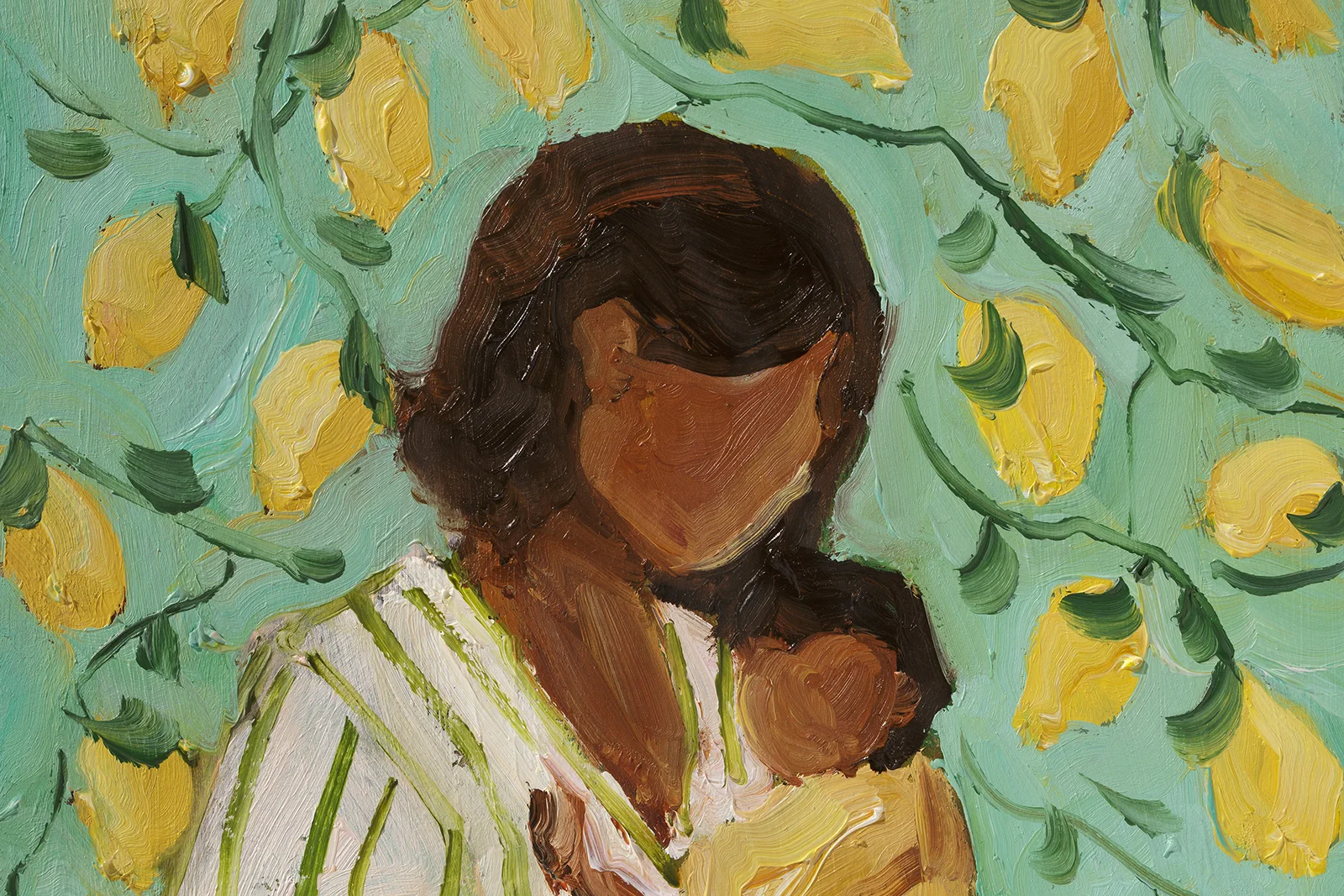 Mother and Baby Oil Painting Framed Boho Motherhood Faceless Portrait Wall Art - Image 4