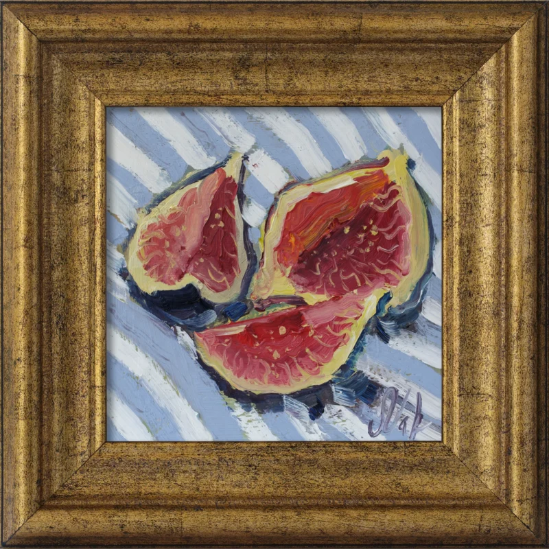 Fig Framed Oil Painting Fruit Still Life Original Wall Art Kitchen Food Wall Decor