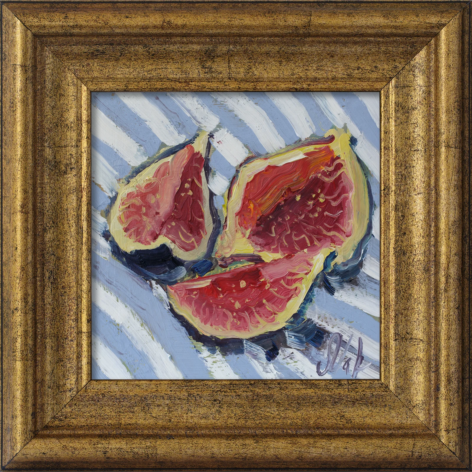 Fig Framed Oil Painting Fruit Still Life Original Wall Art Kitchen Food Wall Decor