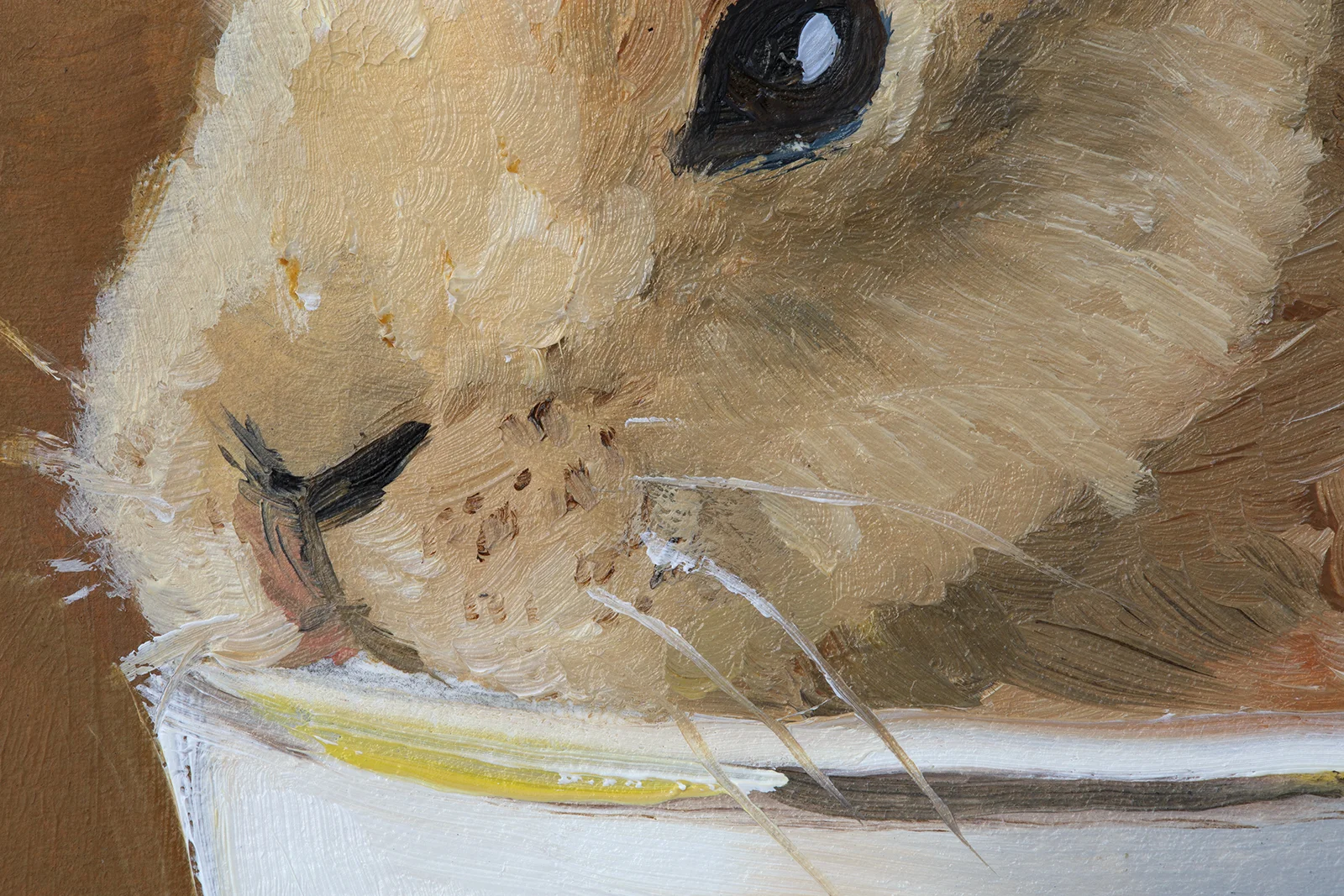 Bunny in Teacup Oil Painting in Frame - Image 8