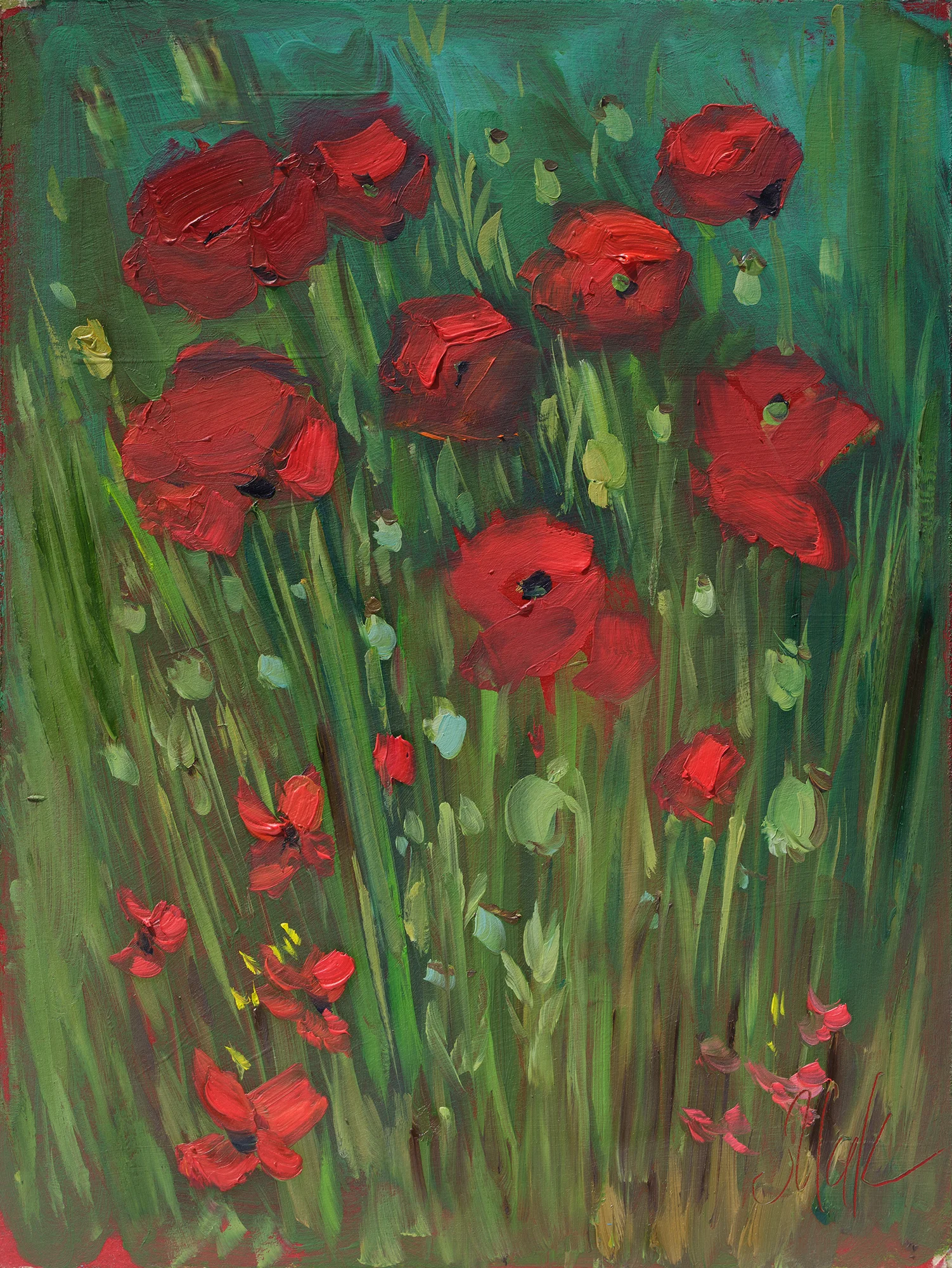 Poppy Field Oil Painting