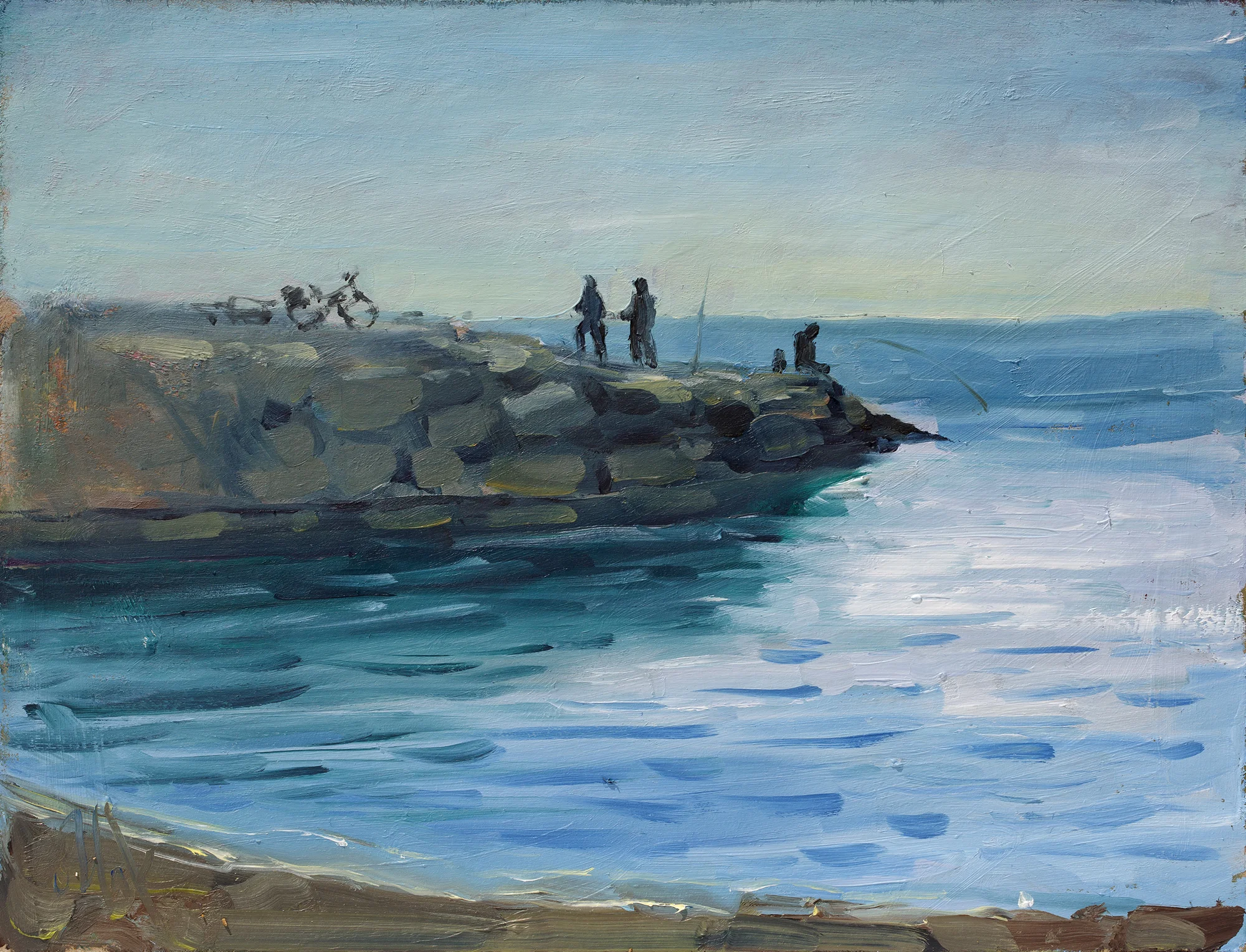 Beach Landscape Oil Painting Original | Coastal Fishing Scene Wall Art | Mediterranean Sea Gift - Image 6