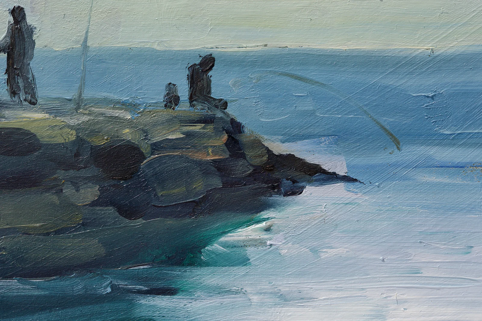 Beach Landscape Oil Painting Original | Coastal Fishing Scene Wall Art | Mediterranean Sea Gift - Image 4