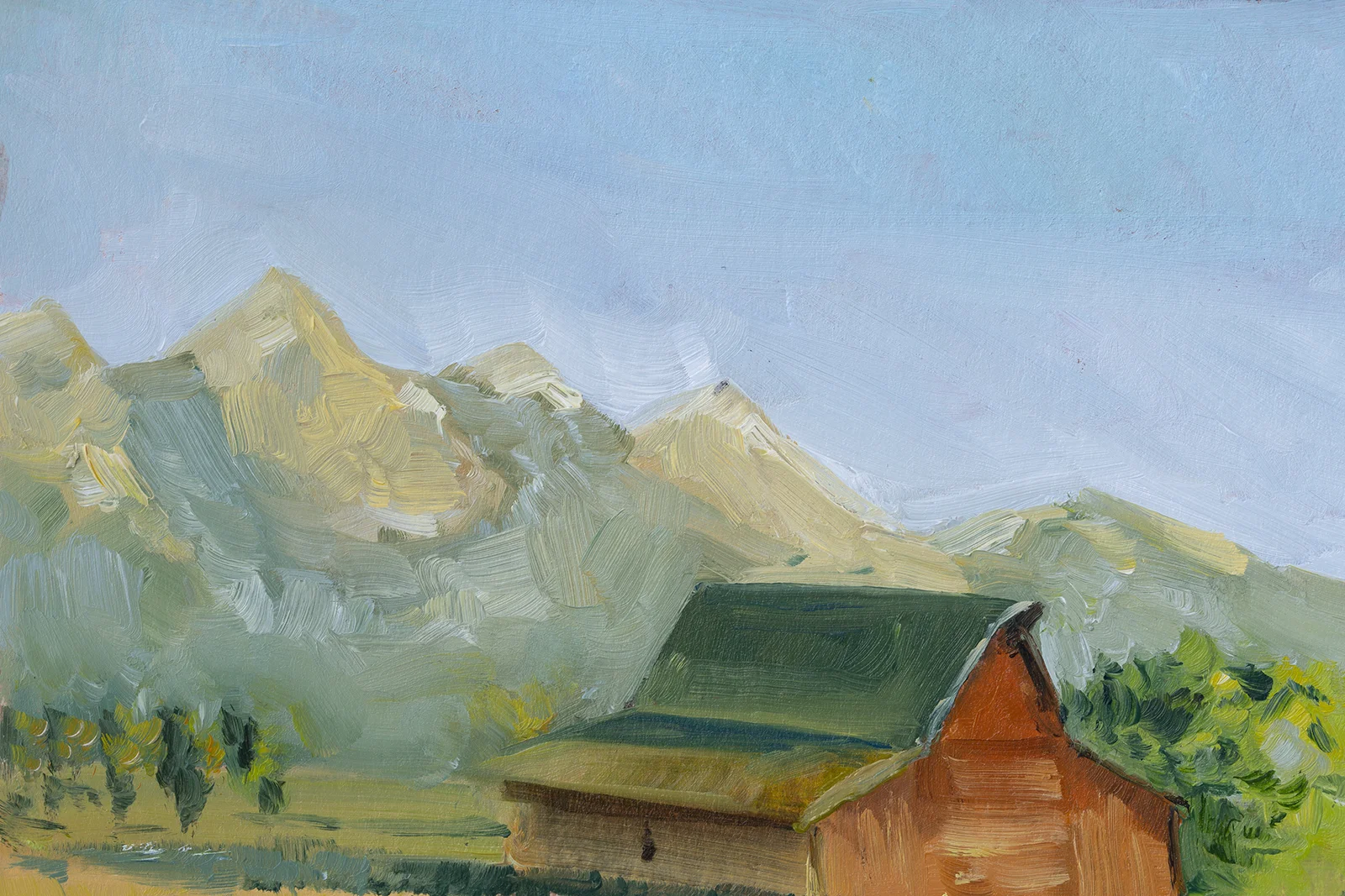 Grand Teton Barn Oil Painting - Image 4