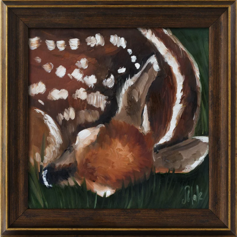 Sleeping Baby Deer Oil Painting