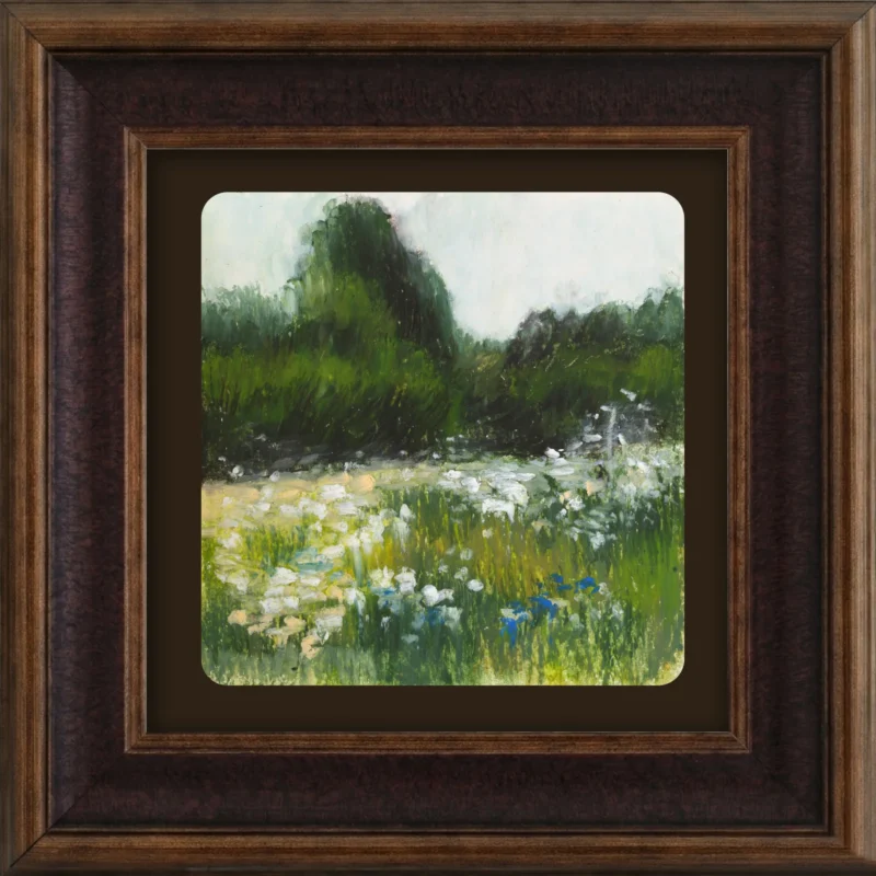Wildflower Meadow Oil Pastel Painting