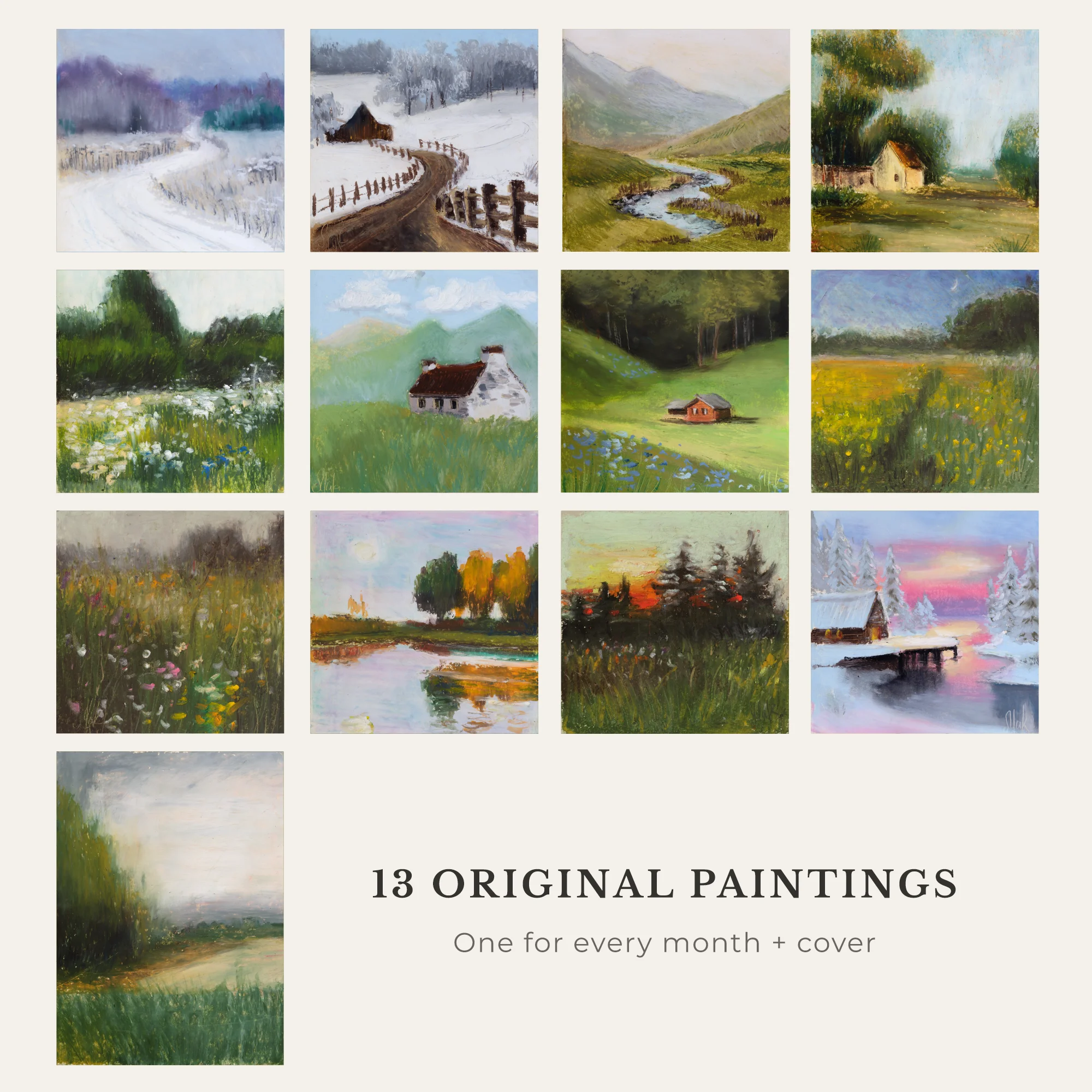 2027 Wall Calendar | Landscape Oil Pastel Paintings - Image 2