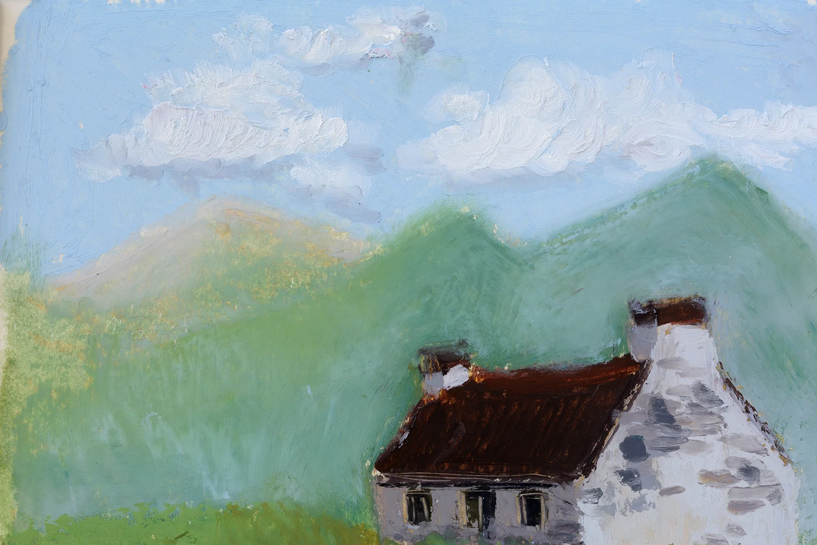 Cottage Landscape Oil Pastel Painting - Image 7