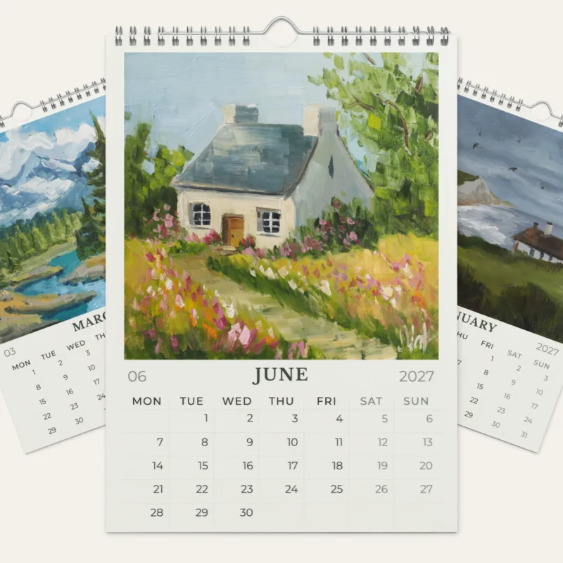 2027 Landscape Wall Calendar | Original Painting Art Calendar | Nature & Mountain Scenery | Artist Home Decor Gift
