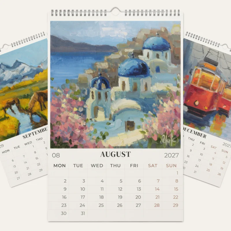 Landscape Calendar 2027 | Impressionist Wall Calendar with Original Paintings | Art Calendar, Nature & Travel Gift