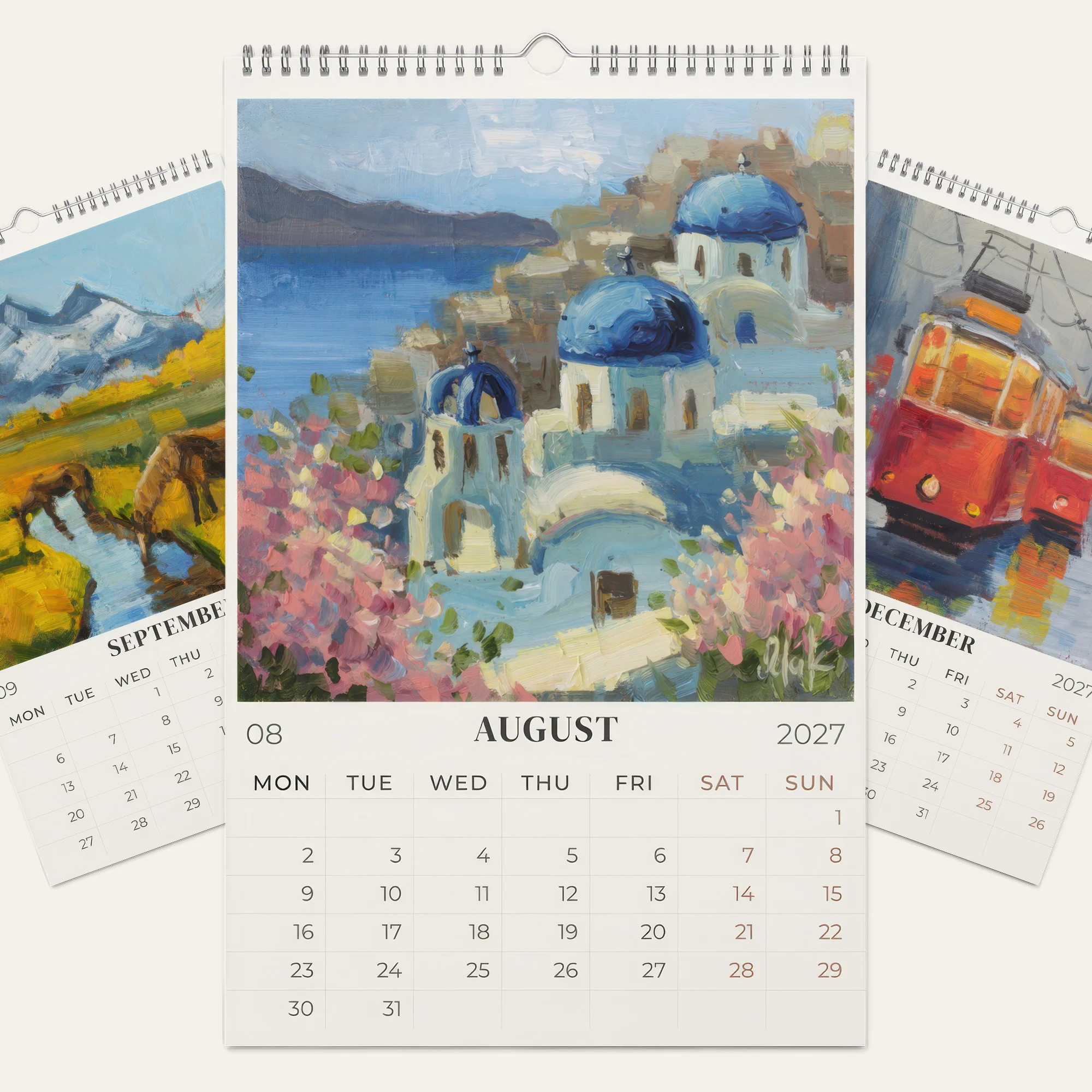 Landscape Calendar 2027 | Impressionist Wall Calendar with Original Paintings | Art Calendar, Nature & Travel Gift
