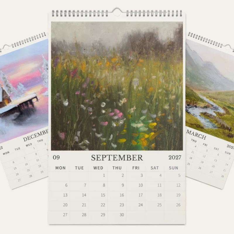 2027 Wall Calendar | Landscape Oil Pastel Paintings