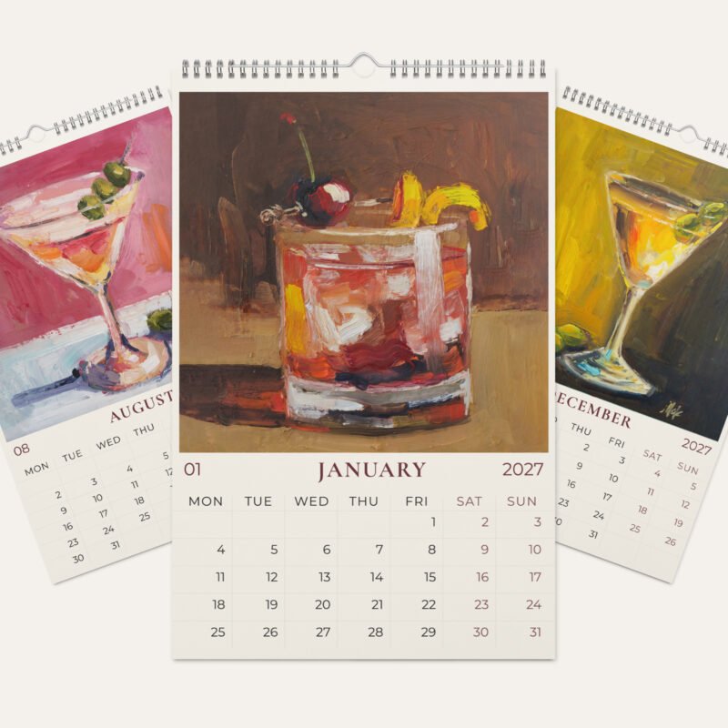 2027 wall calendar with cocktails