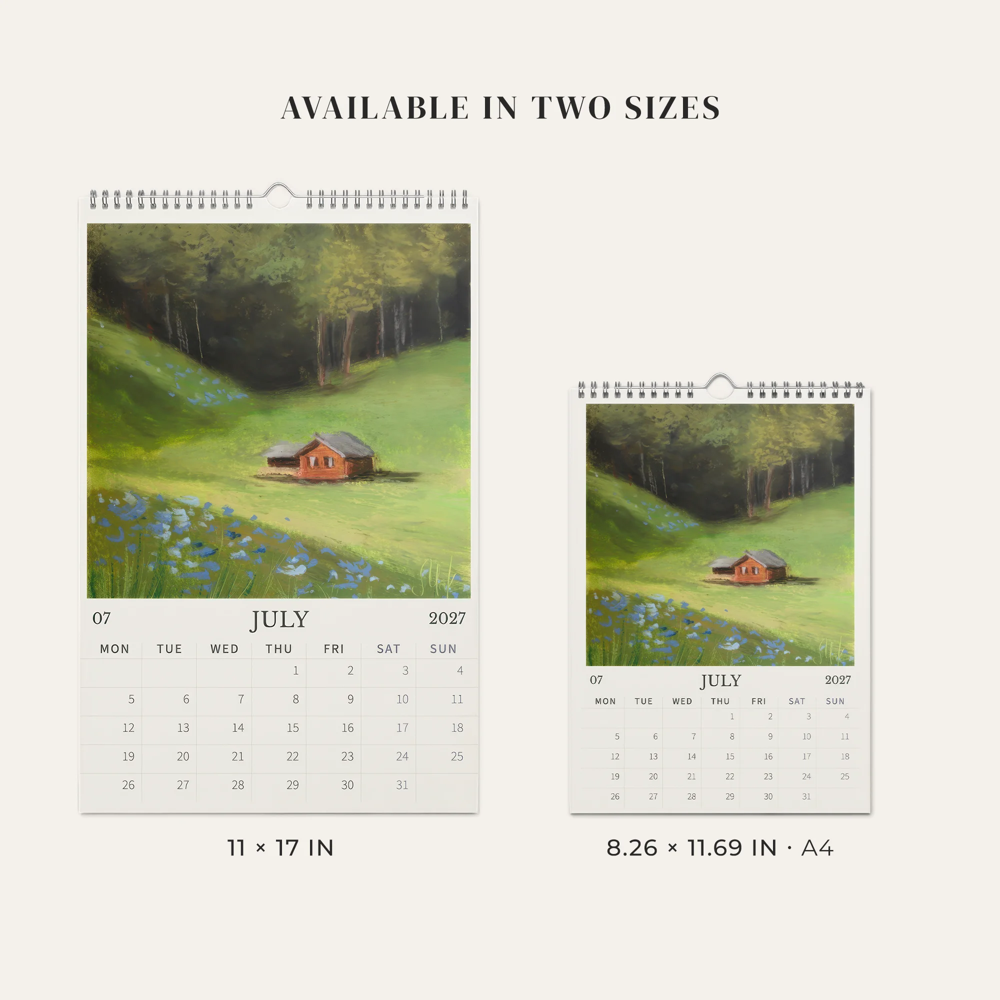 2027 Wall Calendar | Landscape Oil Pastel Paintings - Image 3